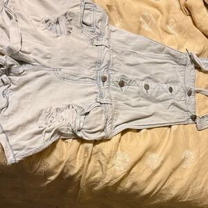 90s style short denim overalls